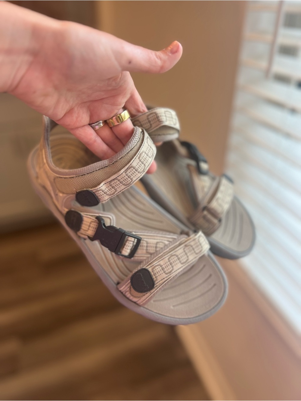 Adult Beige Adjustable Outdoor Sandals